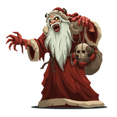 Scary Old Santa Clause Monster Vector Clipart, Logo