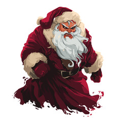 Scary Old Santa Clause Monster Vector Clipart, Logo