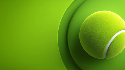 Vibrant tennis ball on a green background, perfect for sports and recreation themes. This image is ideal for advertising, websites, and promotional materials related to tennis, sports equipment