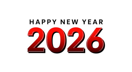 Modern Red 2026 Celebration with Black Happy New Year Text Background