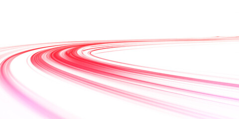 Curved neon lines rise above city streets at night, forming energetic trails that convey speed, motion, and futuristic vibes. PNG