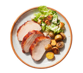 grilled pork steaks with vegetables 