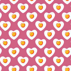 Sweet pink heart fried egg seamless pattern for food love