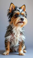 Naklejka premium Small, spirited terrier with a proud posture and silky, long coat , elegant, small dog