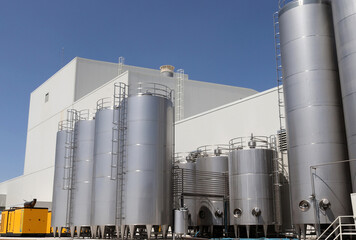 Dairy farm with storage silos