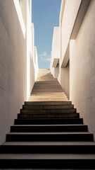 無機質なコンクリートの壁と階段