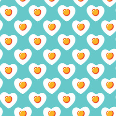 Cute heart fried egg seamless pattern for breakfast fun