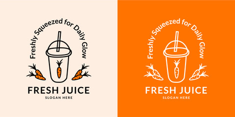 Fresh juice logo. Carrot. Hand drawn.