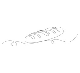 One continuous line drawing of white bread. cafe concept suitable for bakery logo. Vector illustration. white background