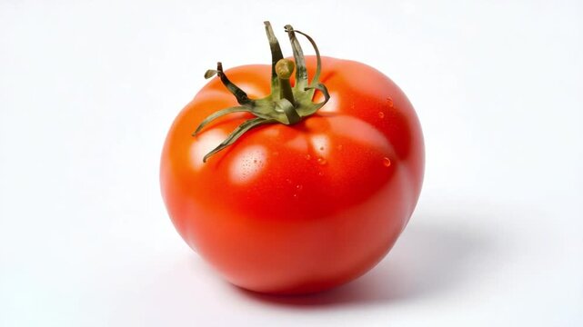 Perfectly ripe tomato isolated on white background, ready to be enjoyed fresh