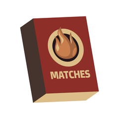 A pixel art illustration of a red box of matches with the word matches and a flame symbol on a white background