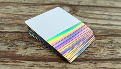 Stack of Blank Holographic Stickers with Prismatic Rainbow Rims