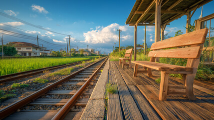 Nature filled train station in the countryside