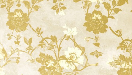 Elegant Ivory and Gold Floral Wallpaper Pattern