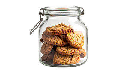 Jar filled with stacked shortbread cookies against a black background