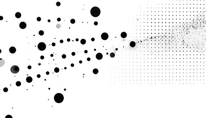 Abstract grayscale dot pattern with white shapes and dark background