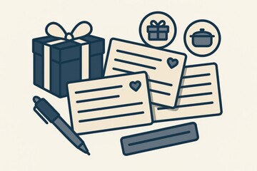Handwritten notes and gift box symbolizing thoughtful giving and personalized expression celebrating the art of gifting alongside culinary creativity with heartfelt messages