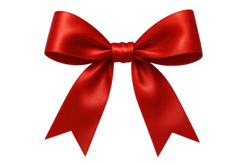 Fototapeta premium Red bow silk ribbon creating festive gift decoration design element with transparent background