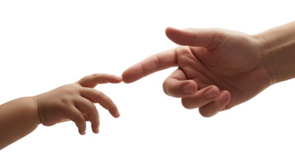 Adult and baby fingers touching adult hand baby hand