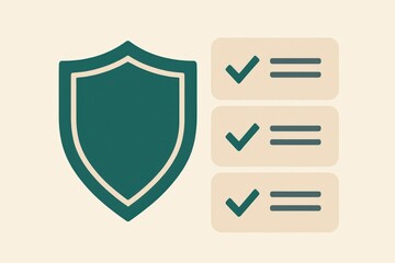 Shield representing cybersecurity principles with checklist elements emphasizing security protocols highlighting safety and protection in digital environments captured with clarity