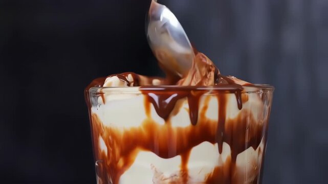 chocolate ice cream in glass