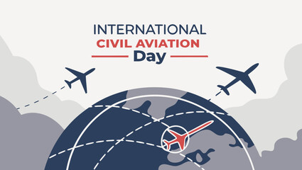 International Civil Aviation Day Celebration with Airplanes around the globe.