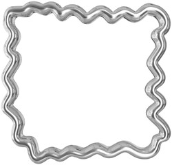 3D Chrome Silver abstract shape clipart, futuristic metallic silver illustration isolated