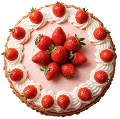  cake decorated whipped cream,aerial view on white isolated