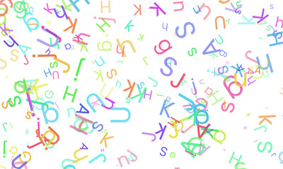 A dynamic arrangement of diverse letters and numerals in a cheerful array of hues dances on a pure white canvas, symbolizing the joy of discovery isolated on transparent background