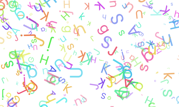 A dynamic arrangement of diverse letters and numerals in a cheerful array of hues dances on a pure white canvas, symbolizing the joy of discovery isolated on transparent background - Powered by Adobe