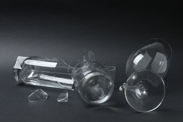 Fragments of broken glass on a black background
