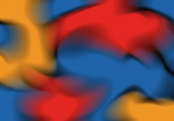 Abstract Blob Shapes Pattern, Red, Orange, Blue Elements on a Black Backdrop