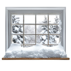 Naklejka premium Winter view from window on transparent background