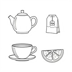 Obraz premium Icons tea sketch 