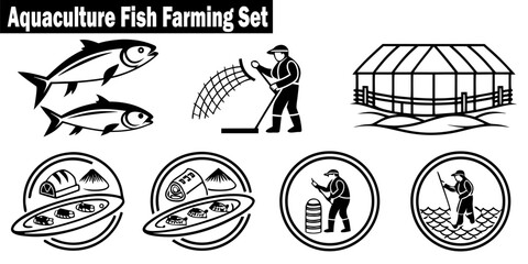 Fisherman Silhouette Vector Illustration in a Farming, People, Harvest, Outdoors, Occupation, Net, Business, River, Agriculture, Industry, Fishing, Farm.