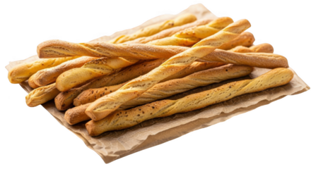 Delicious breadsticks isolated on transparent background