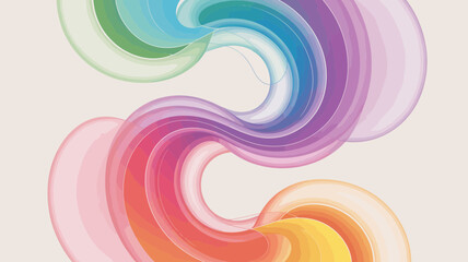 Abstract rainbow swirls flowing across a light background