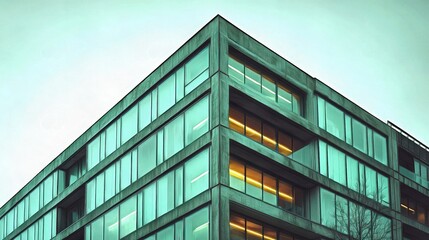 Obraz premium Office building in Postmodernism style architecture in an urban environment cityscape