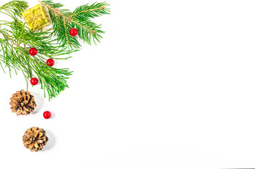 白背景のクリスマスデコレーション