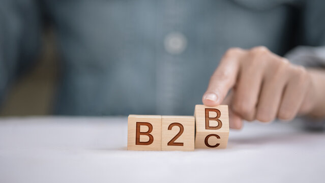 B2B and B2C Choice with Wooden Blocks, Market Segmentation Concept