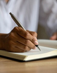 Naklejka na ściany i meble Woman writing down notes on agenda