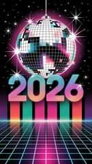 "Neon 2026 Celebration – Glowing Light Trails and Fireworks"