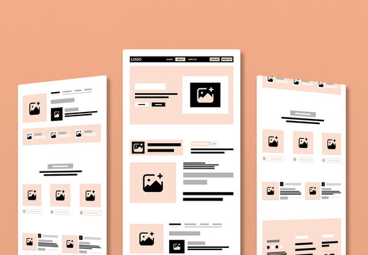 Website Wireframe Landing Page Template for UI UX Design