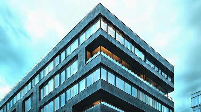 Office building in Functionalism style architecture in an urban environment cityscape
