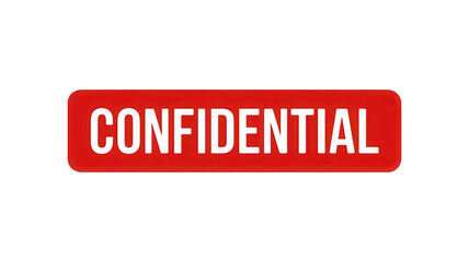 Red rectangular stamp with white text labeling document as confidential isolated on transparent background