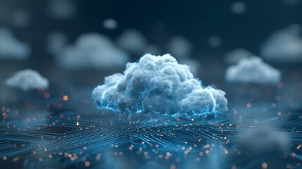 3D render of a cloud with a padlock icon