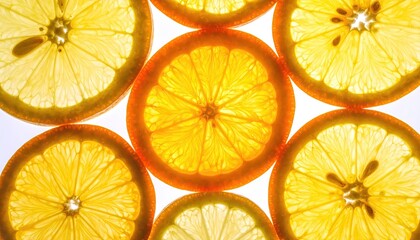 Vibrant Citrus Slices Macro Photography