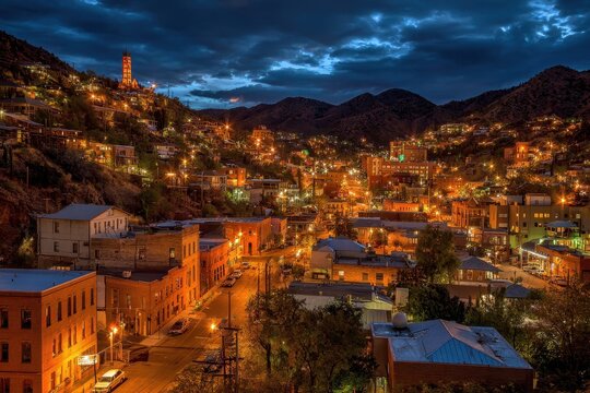 Historic Downtown Bisbee Arizona: A Nighttime Exploration of Copper Mining Heritage