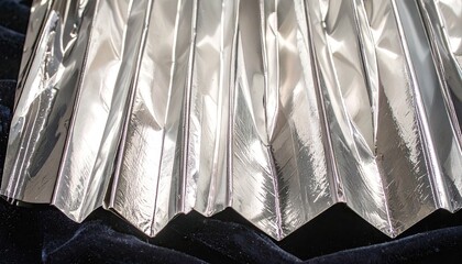 Silver Foil Pleats: Abstract Metallic Texture Background