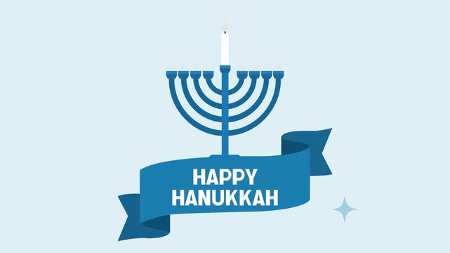 Animated Happy Hanukkah Menorah Illustration Vector
